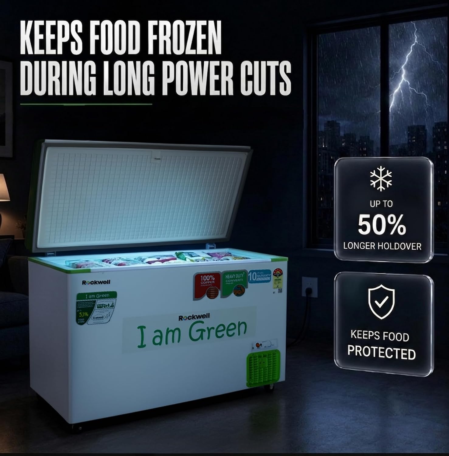 Rockwell GFR350D5UC5S Convertible Green Freezer 294 L View 2