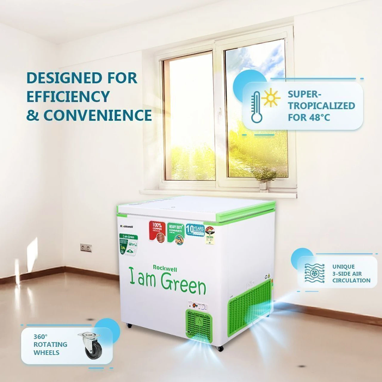 Rockwell GFR250D5UC4S Convertible Green Freezer 194 L View 6