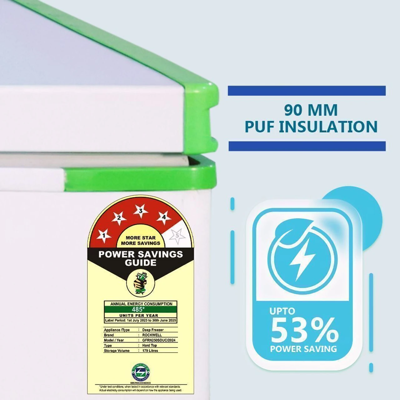Rockwell GFR250D5UC4S Convertible Green Freezer 194 L View 11