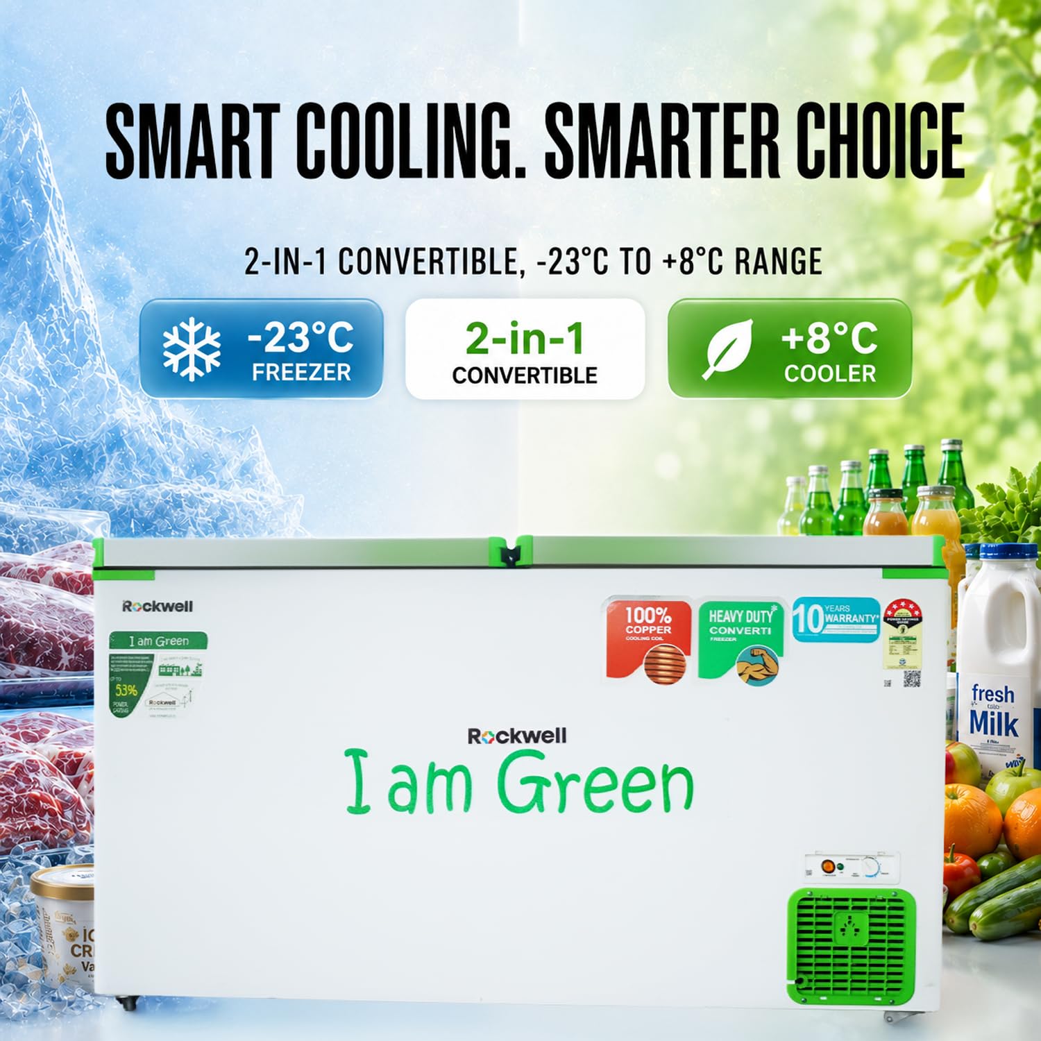 Rockwell GFR450D5UC5S Convertible Green Freezer 390 L View 6