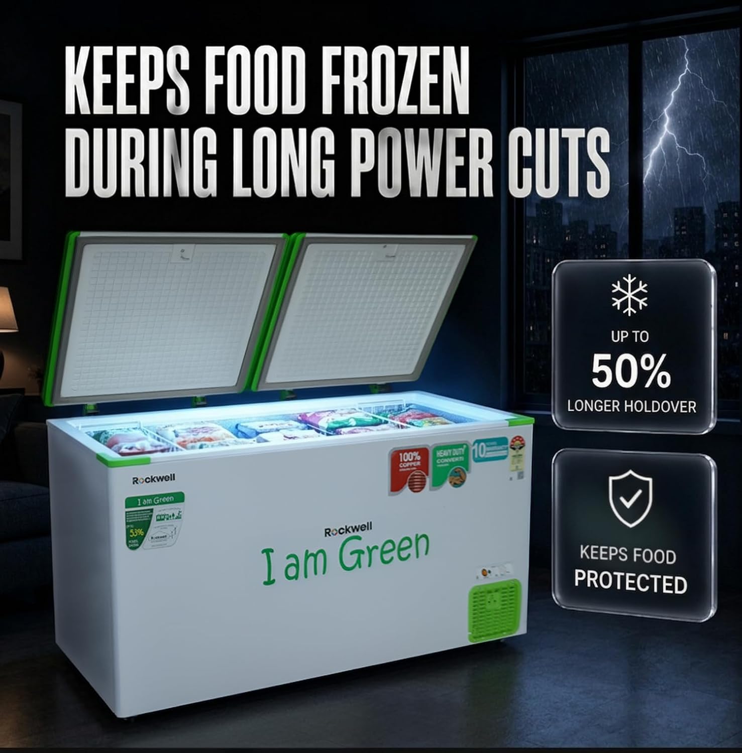 Rockwell GFR450D5UC5S Convertible Green Freezer 390 L View 11