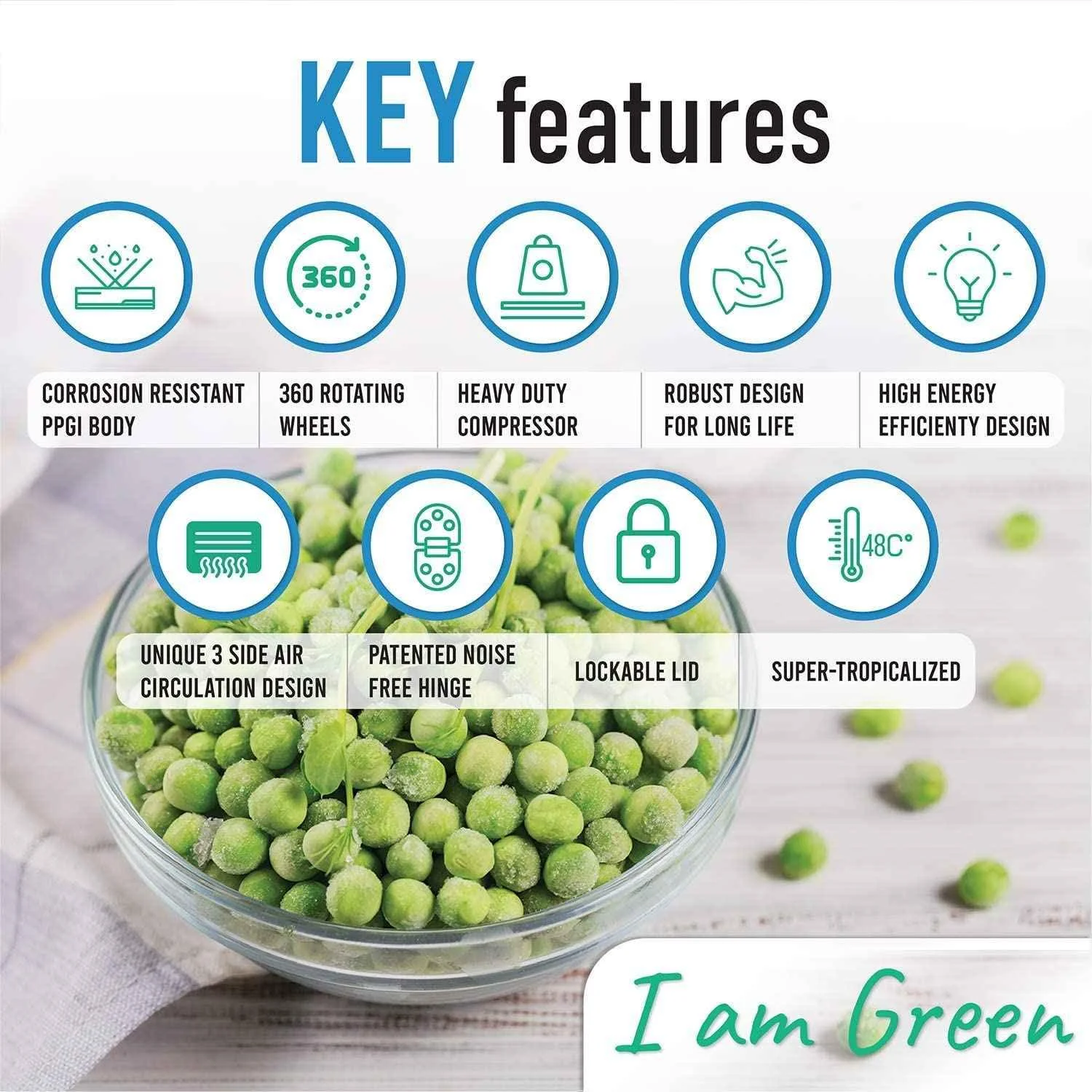 Rockwell GFR550D5UC5S Convertible Green Freezer 491 L View 8
