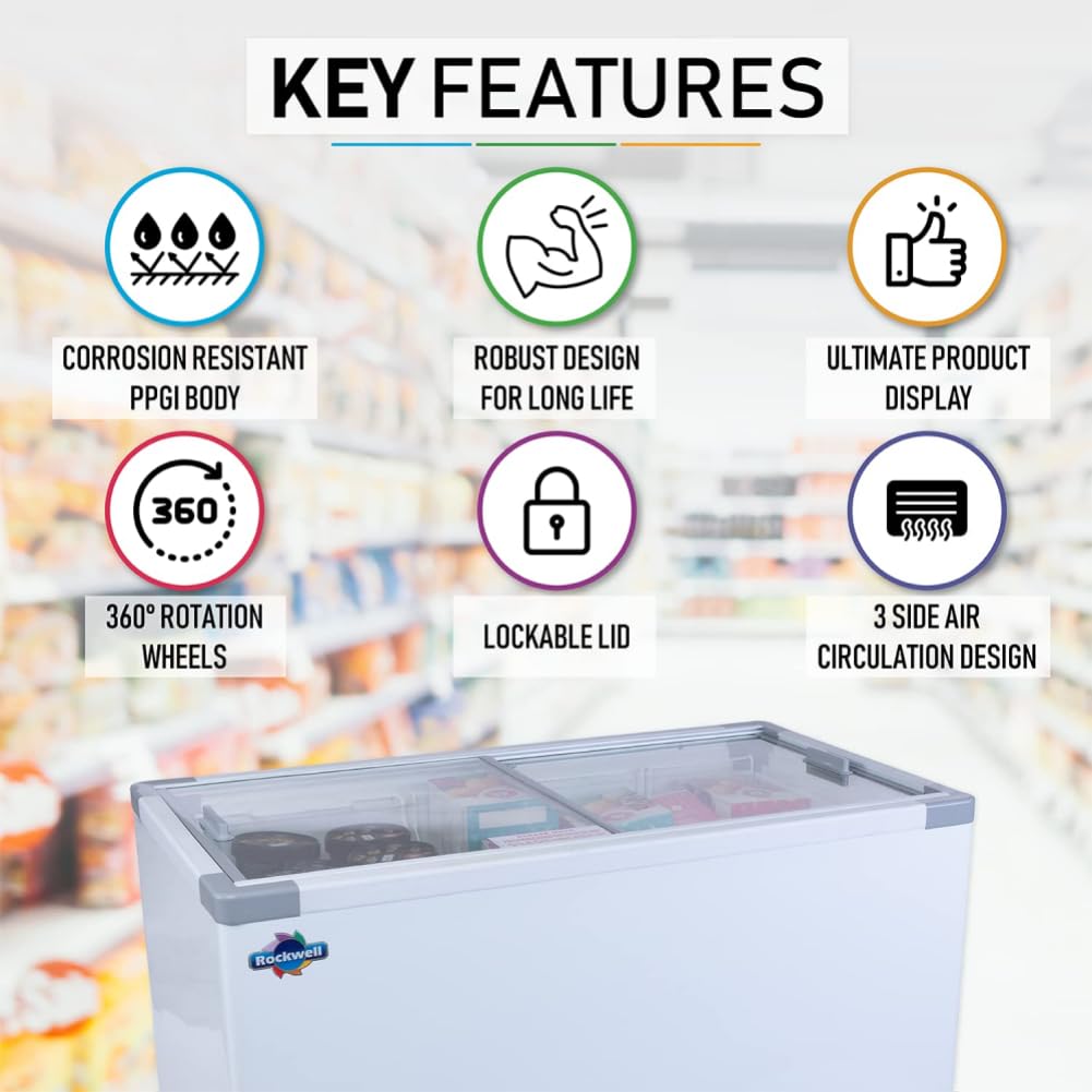 Rockwell SFR550GTS Glass Top Freezer 485 L